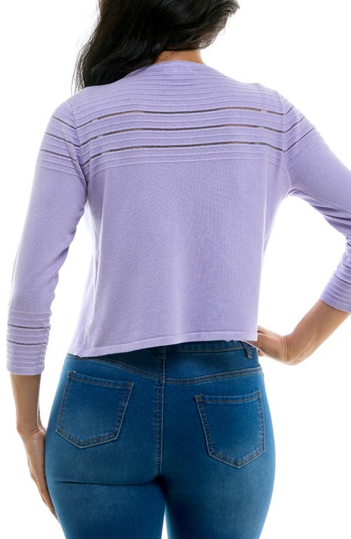 Nina Leonard Sheer Stripe Knit Bolero In Lavender