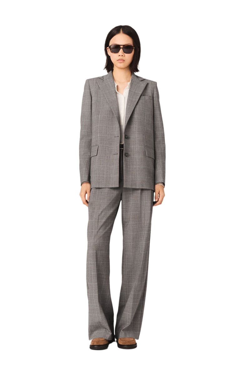 maje Checked suit jacket, Alternate, color, Grey