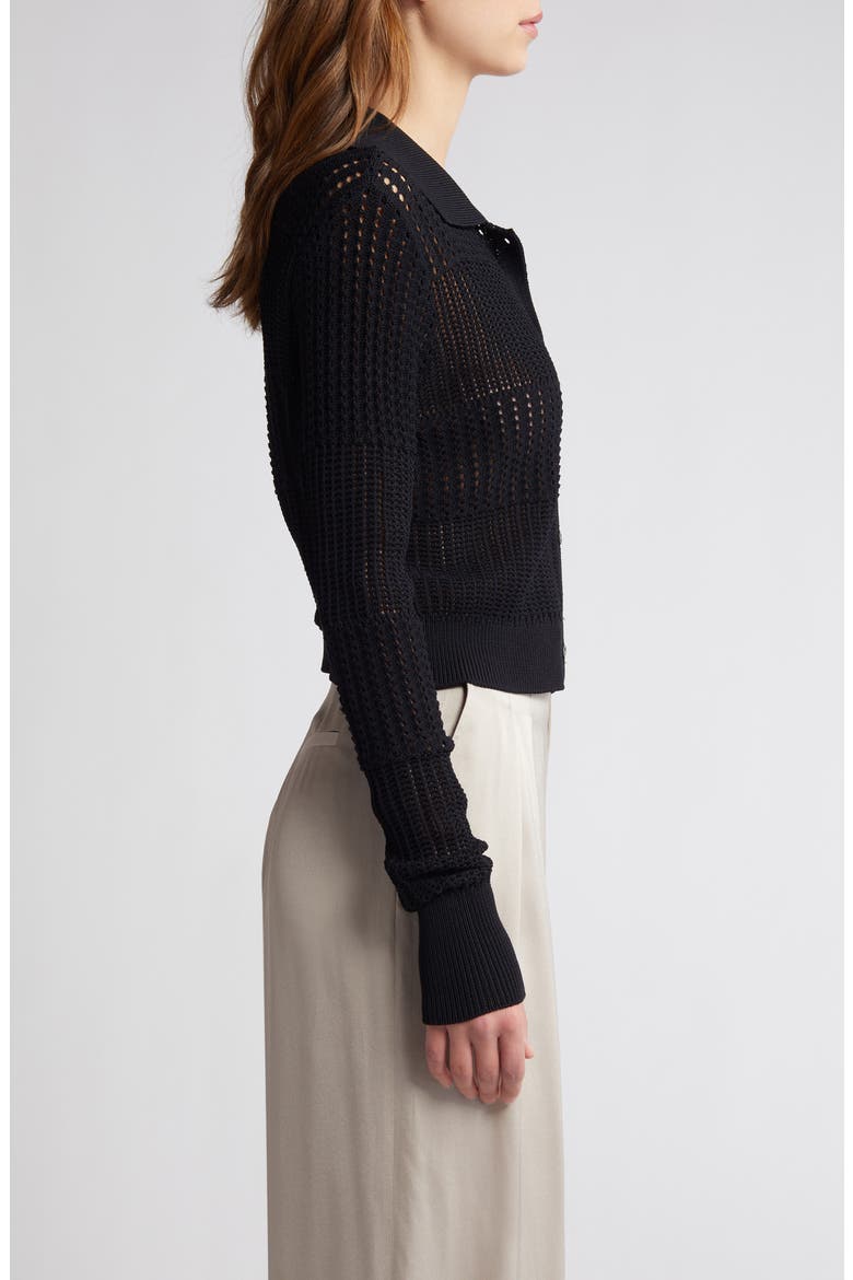 Open Stitch Shrunken Cardigan, Alternate, color, BLACK