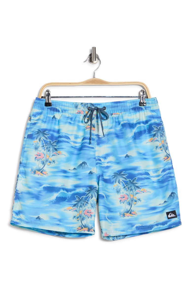 Everyday Water Repellent Tropical Surf Volley 6-Inch Swim Trunks, Alternate, color, TOTAL ECLIPSE