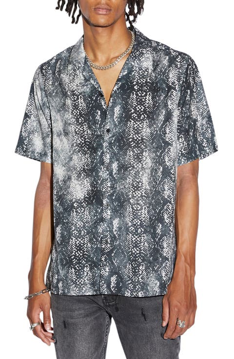 Mamba Snakeskin Print Camp Shirt