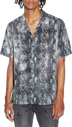 Mamba Snakeskin Print Camp Shirt
