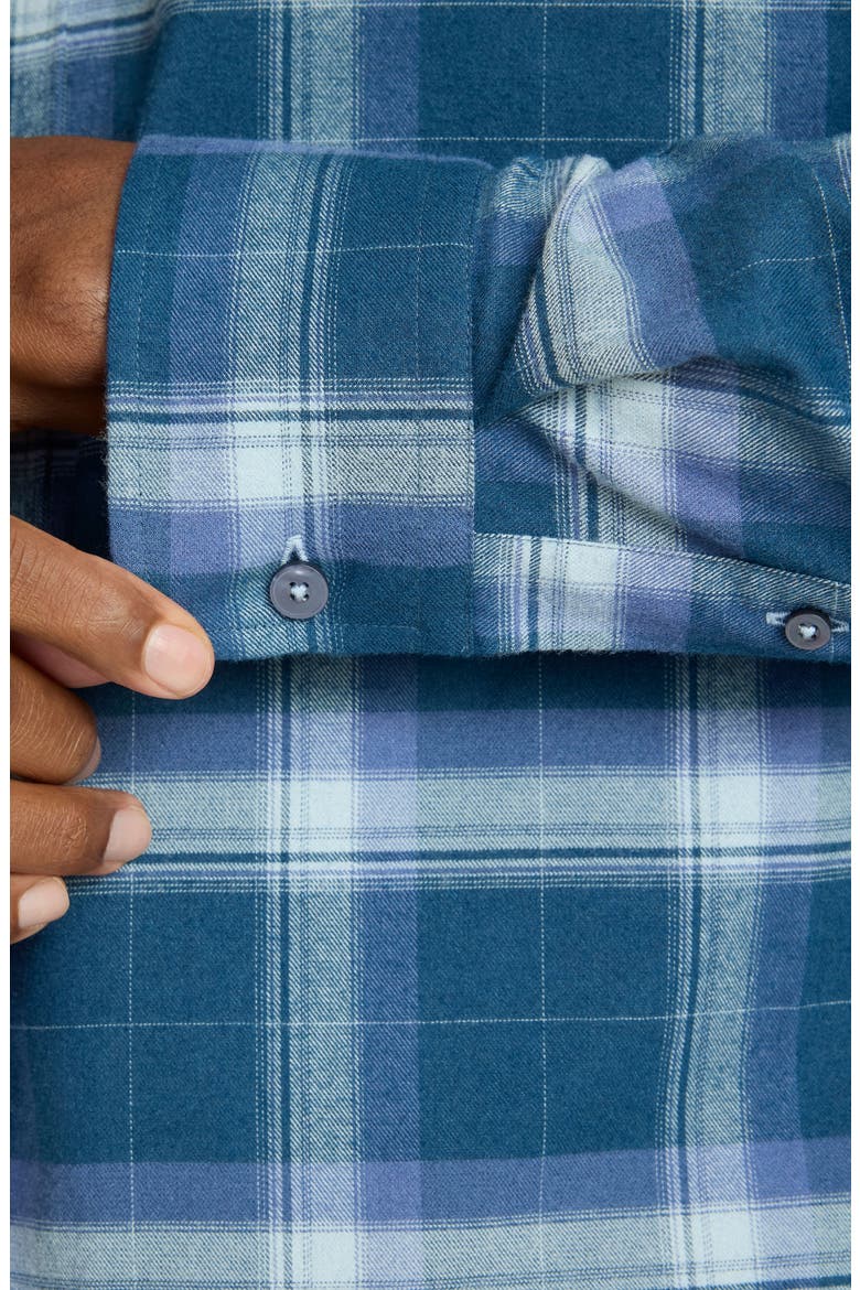 Barker Shadow Check Performance Flannel Button-Up Shirt, Alternate, color, NAVY