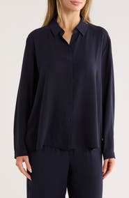 Eileen Fisher Classic Silk Button-Up Shirt