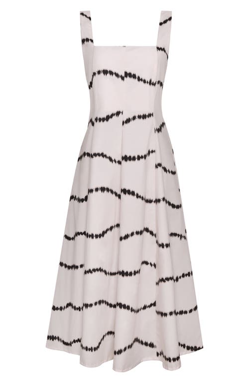 The Lulo Project Sea Stretch Cotton Midi Dress In Beige Waves