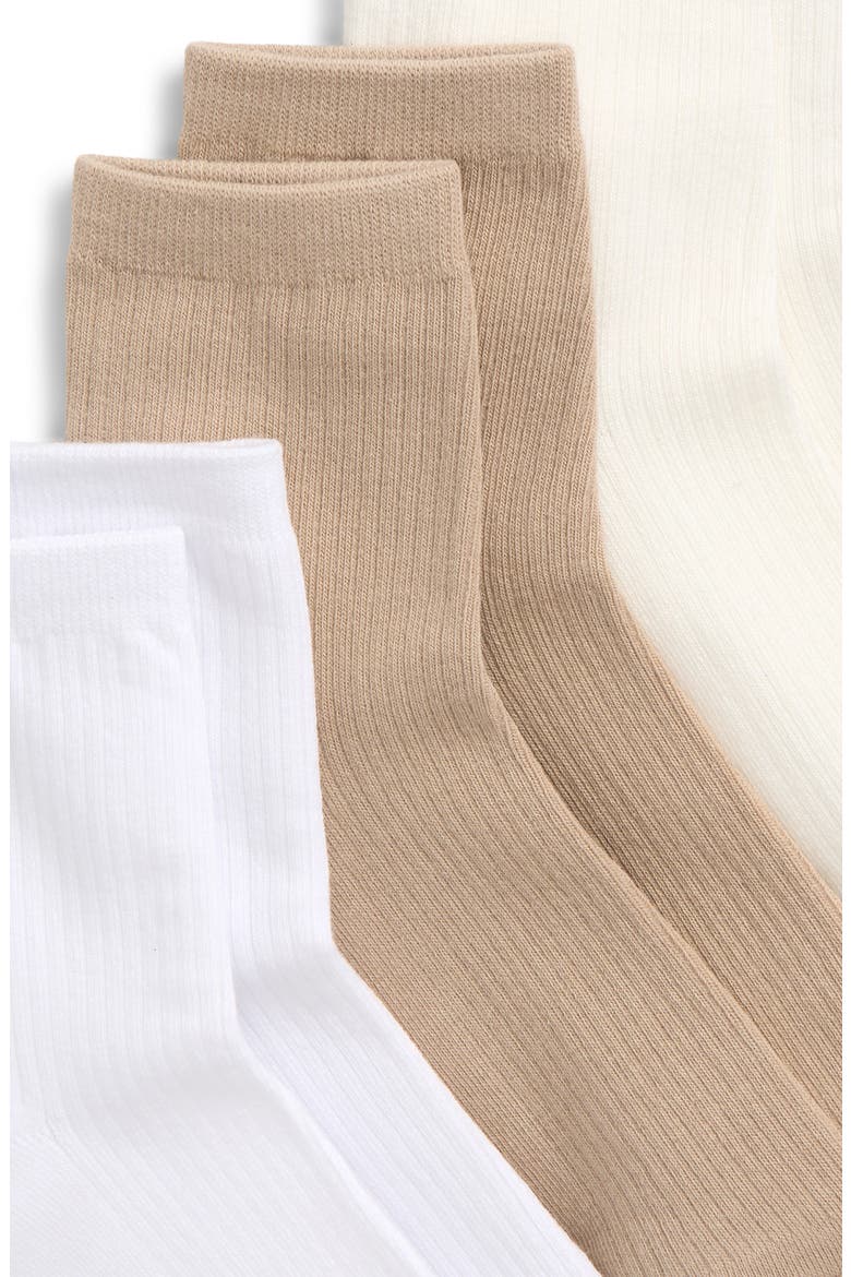 Everyday 3-Pack Cotton Blend Rib Ankle Socks, Alternate, color, NEUTRALS