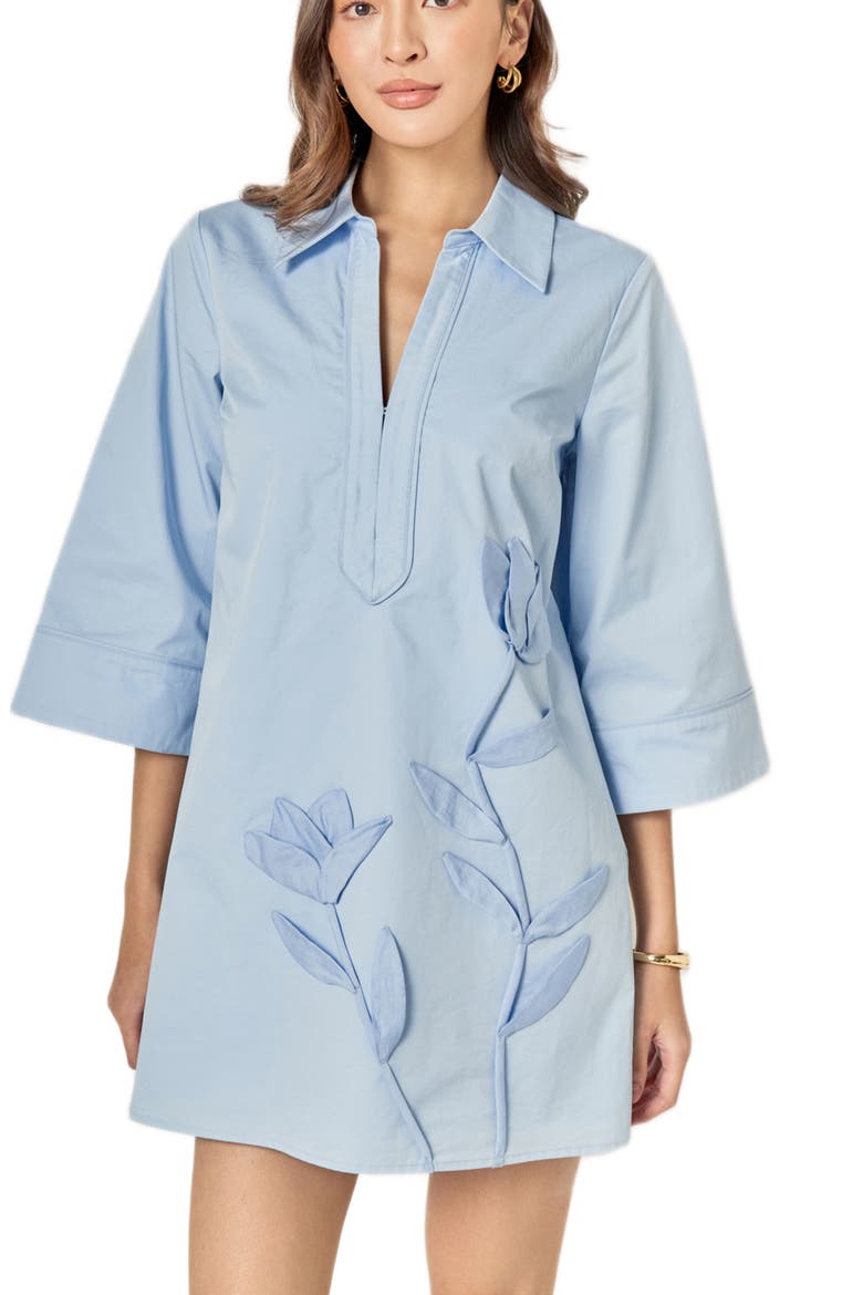 Floral Appliqué Shift Minidress, Alternate, color, POWDER BLUE