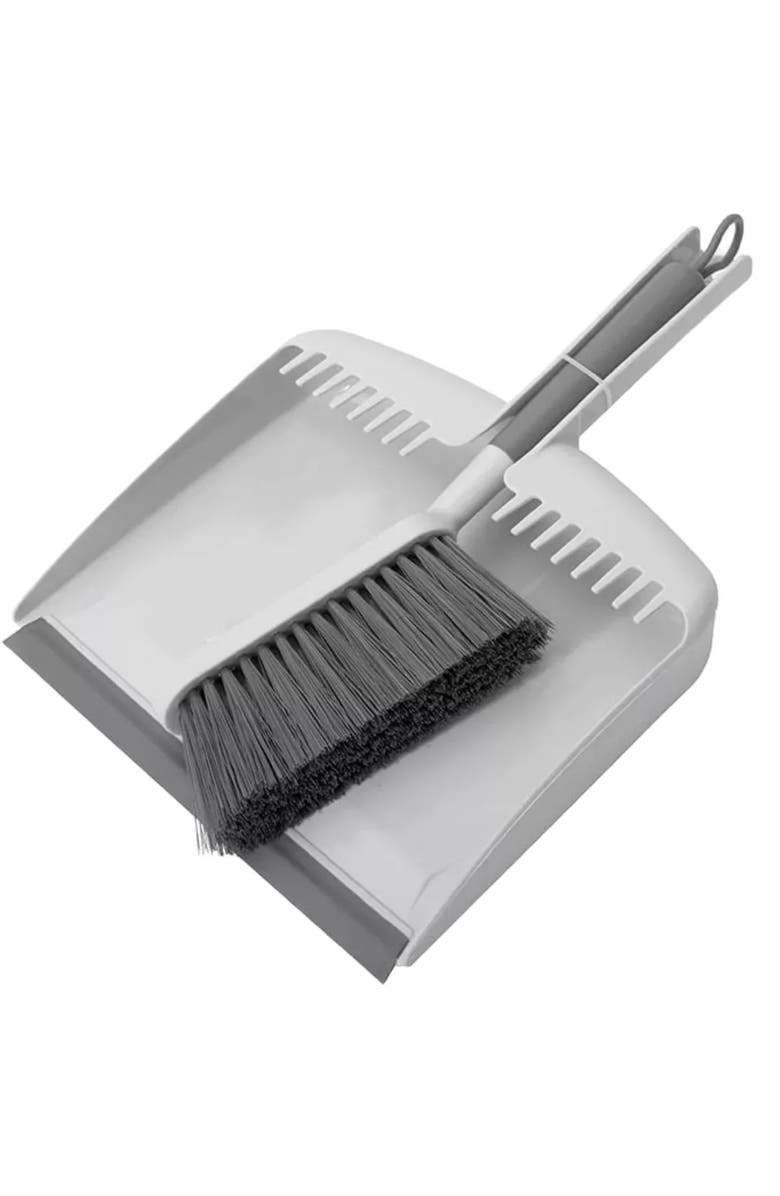 OU Compact Ergonomic Hand Broom and Dustpan Set, Main, color, White