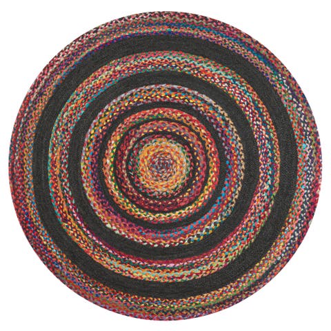 Abyss Braided Bohemian Coastal Round Jute Round Area Rug