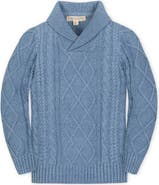 Hope & Henry Kids' Organic Long Sleeve Shawl Collar Cable Sweater