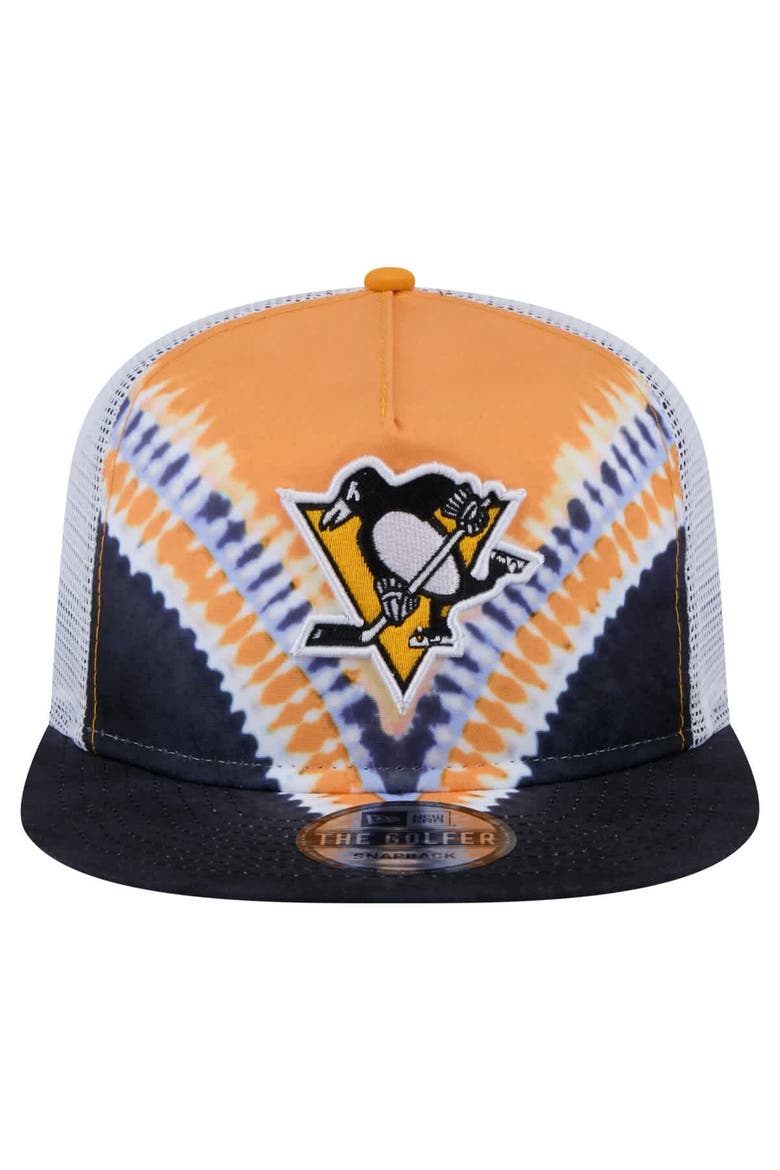 Men's New Era  Black/Gold Pittsburgh Penguins Throwback V-Dye Adjustable Golfer Hat, Alternate, color, Black