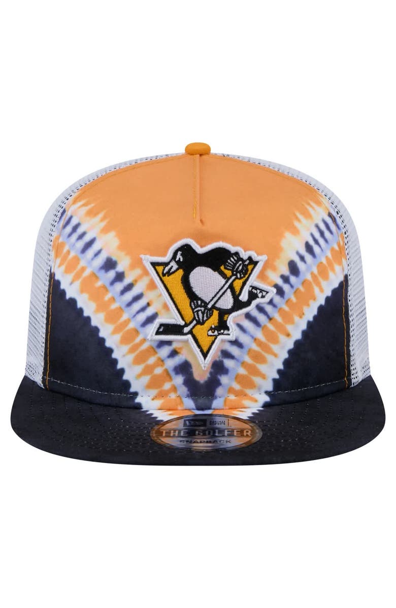 New Era Men's New Era Black/Gold Pittsburgh Penguins Throwback V-Dye Adjustable Golfer Hat, Alternate, color, Black