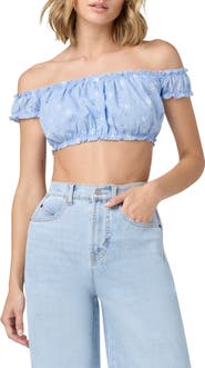 Florence by Mills Embroidered Eyelet Off the Shoulder Crop Top
