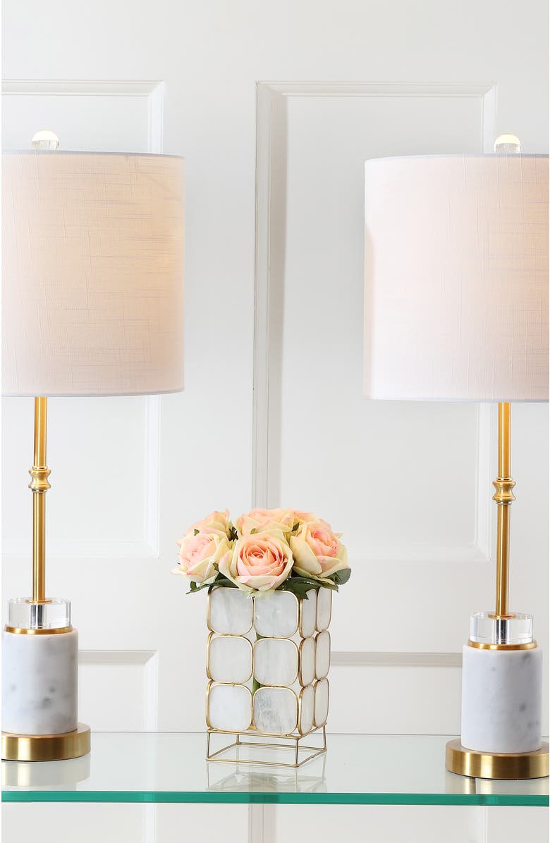 JONATHAN Y Harper 27" Marble/Crystal LED Table Lamp, Brass, Alternate, color, White/Brass Gold