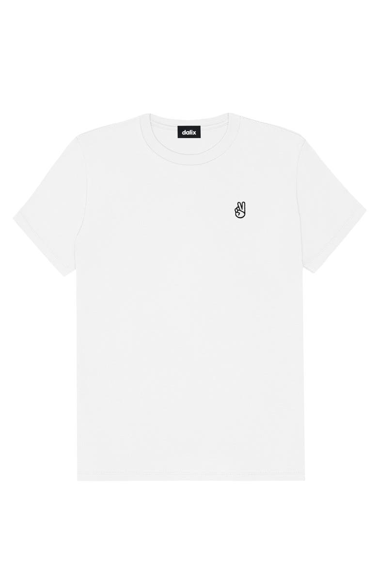 Womens Peace Sign Jersey Relaxed Tee, Alternate, color, White