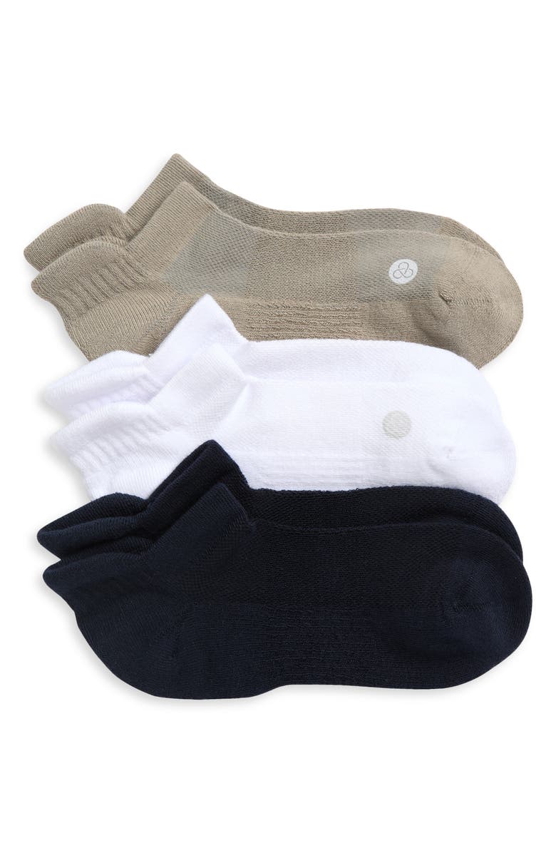 Zella 3-Pack Tab Ankle Socks, Main, color, Navy Sapphire