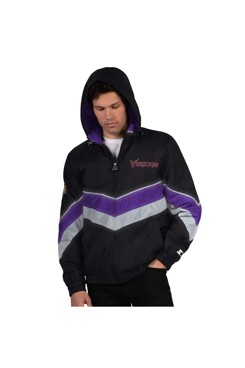 Men's Starter Black/Purple Minnesota Vikings Thursday Night Gridiron Full-Zip Jacket, Main, color, Black