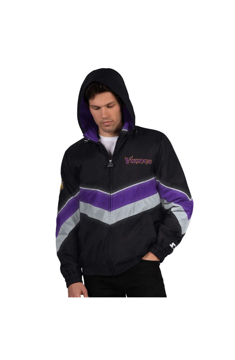 STARTER Men's Starter Black/Purple Minnesota Vikings Thursday Night Gridiron Full-Zip Jacket, Main, color, Black