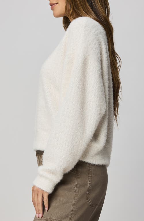 Splendid Fallon Fuzzy Crewneck Sweater In White