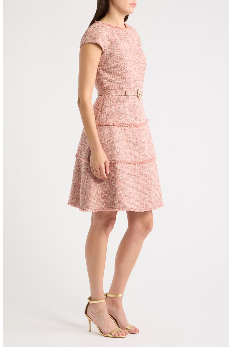Heritage Tweed Midi Dress, Alternate, color, ANTQ CORAL MLT