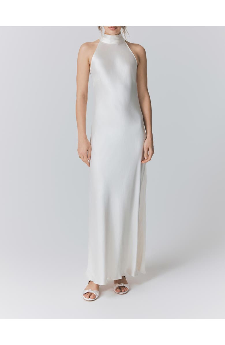 Ghost London Amaia Halter Neck Satin Maxi Dress, Alternate, color, Ivory