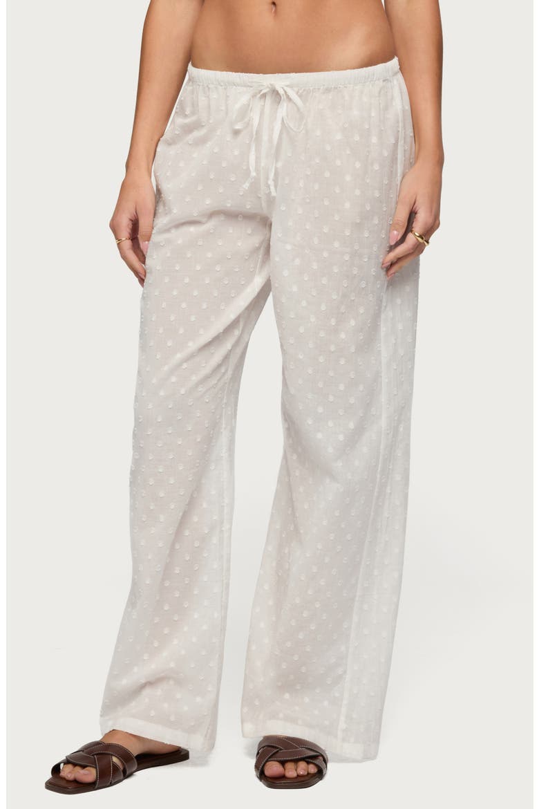 Embroidered Cotton Drawstring Pants, Alternate, color, WHITE
