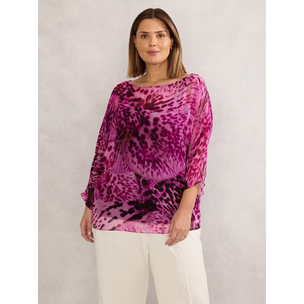 Live Unlimited Chiffon Animal Print Blouse In Black