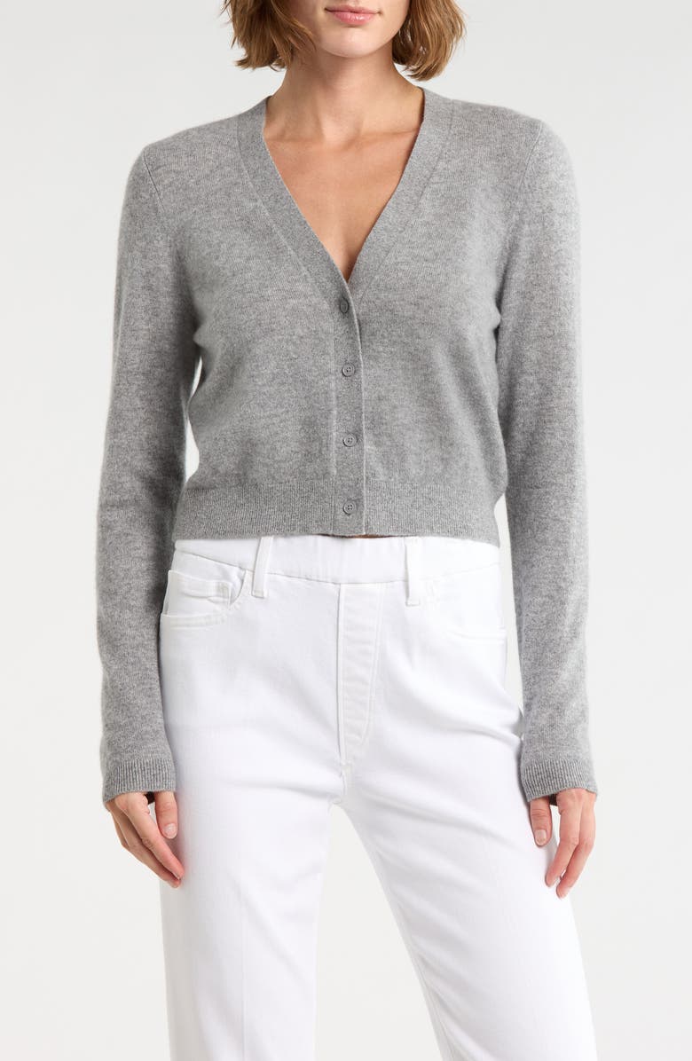 Alice + Olivia Grace Cashmere Blend Cardigan, Main, color, Medium Heather Grey