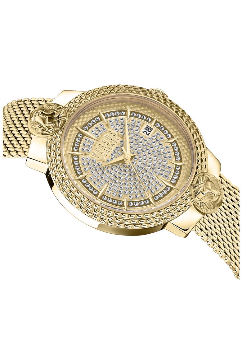 Mouffetard Mesh Band Watch, 38mm, Alternate, color, IP YELLOW GOLD