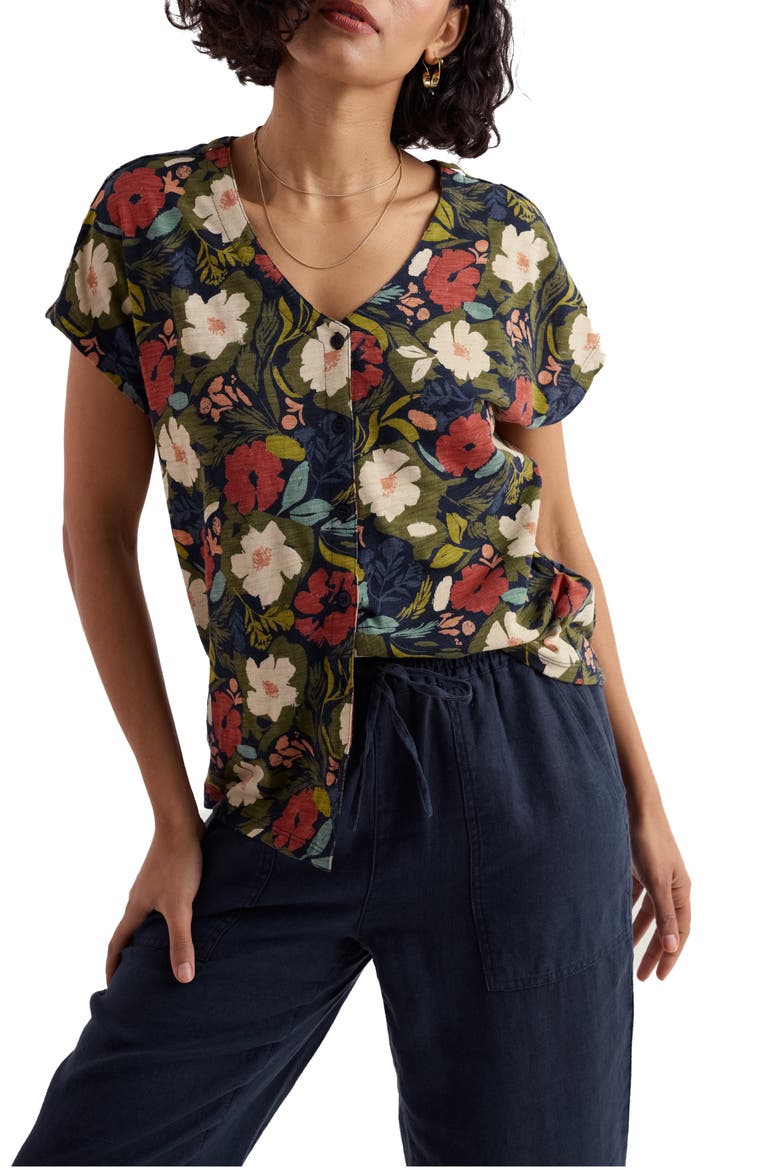 Studio Glass Organic Cotton Button-Up Top, Main, color, SUMMER SHADOWS MIX