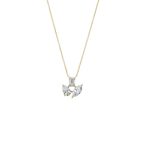 Lab Grown Diamond Multi Shape Pendant Necklace 14K