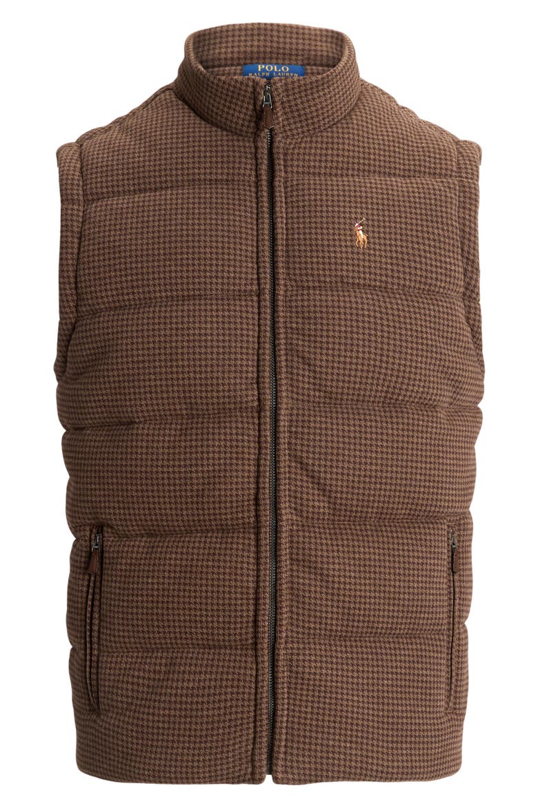 Dogtooth Double Knit Quilted Vest, Alternate, color, CEDAR HEATHER DOGTOOTH