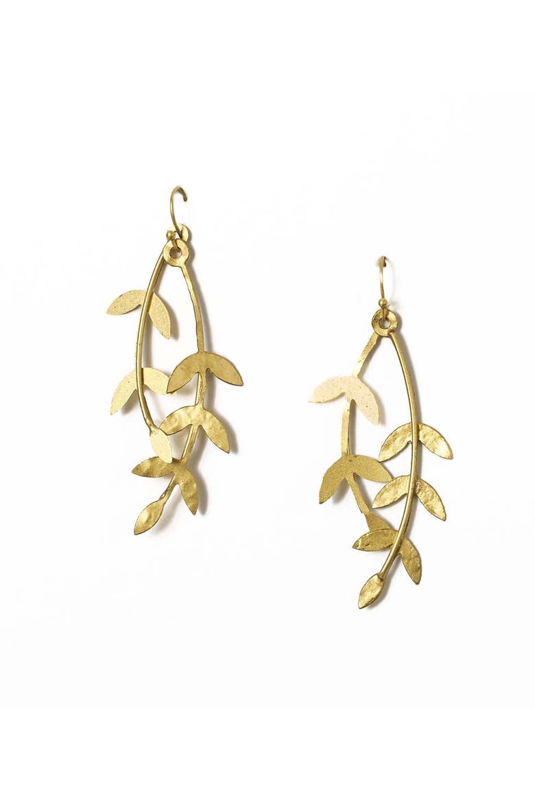 Aamani Linear Vine Dangle Earring, Main, color, Gold