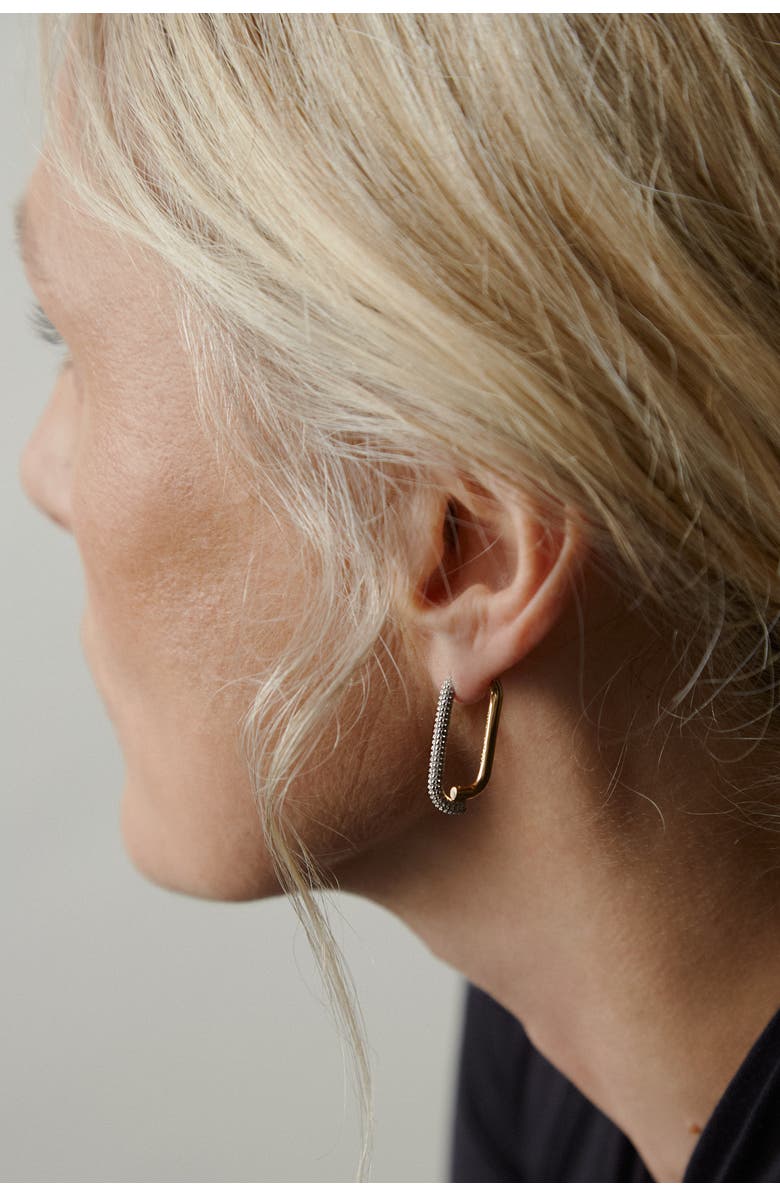 Otiumberg 14kt Gold Vermeil Mosaic Pave Hoop Earrings, Alternate, color, Yellow Toned Gold