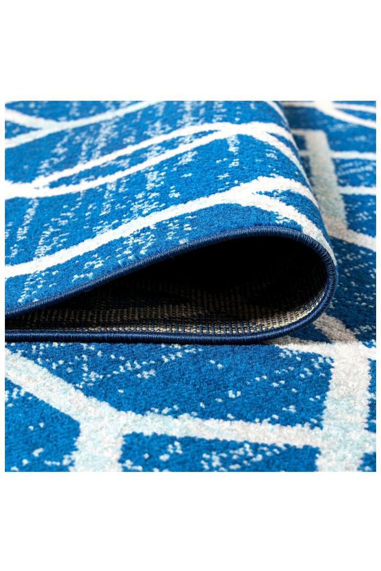Asilah Ogee Fretwork Area Rug, Alternate, color, Blue/Gray