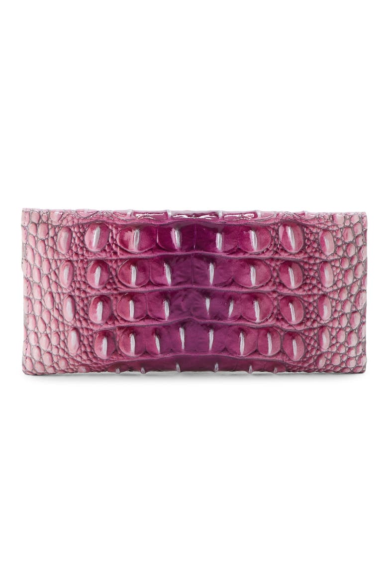 Veronica Croc Embossed Leather Continental Wallet, Alternate, color, ISLAND PETAL