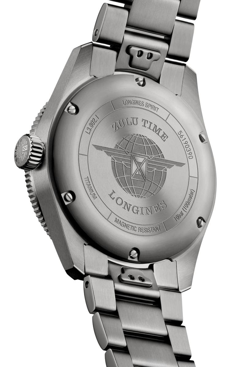 Longines Spirit Zulu Bracelet Watch, 39mm, Alternate, color, Black