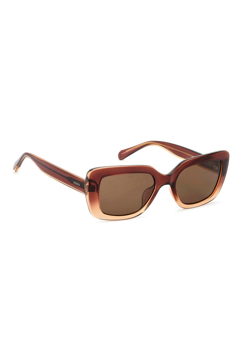 52mm Gradient Rectangular Sunglasses, Alternate, color, BROWN/ BROWN