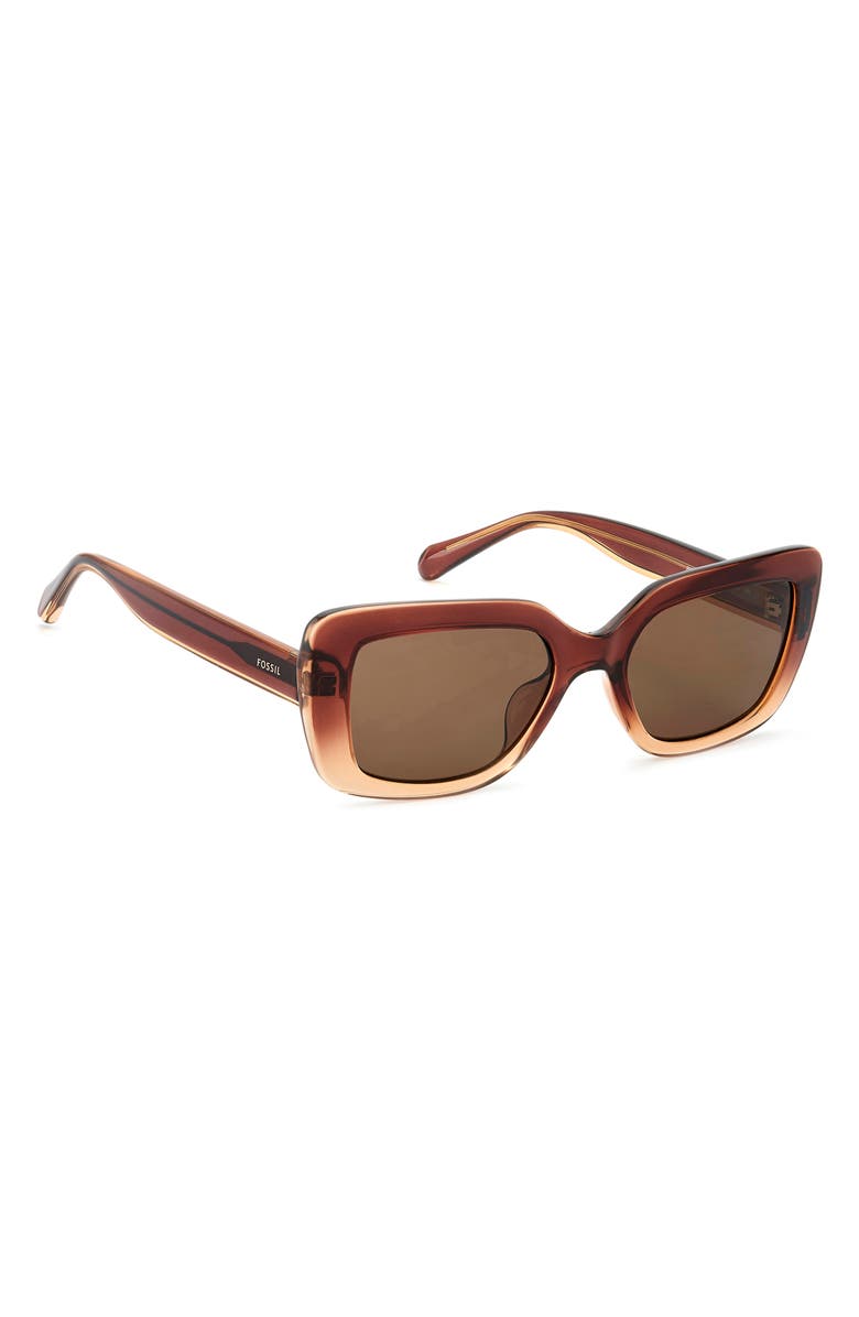 Fossil 52mm Gradient Rectangular Sunglasses, Alternate, color, Brown/ Brown