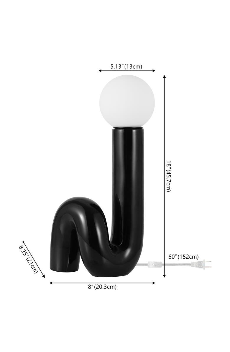 JONATHAN Y Katya 18" Scandinavian Minimalist Ceramic Spiral Tube LED Table Lamp, Alternate, color, Black