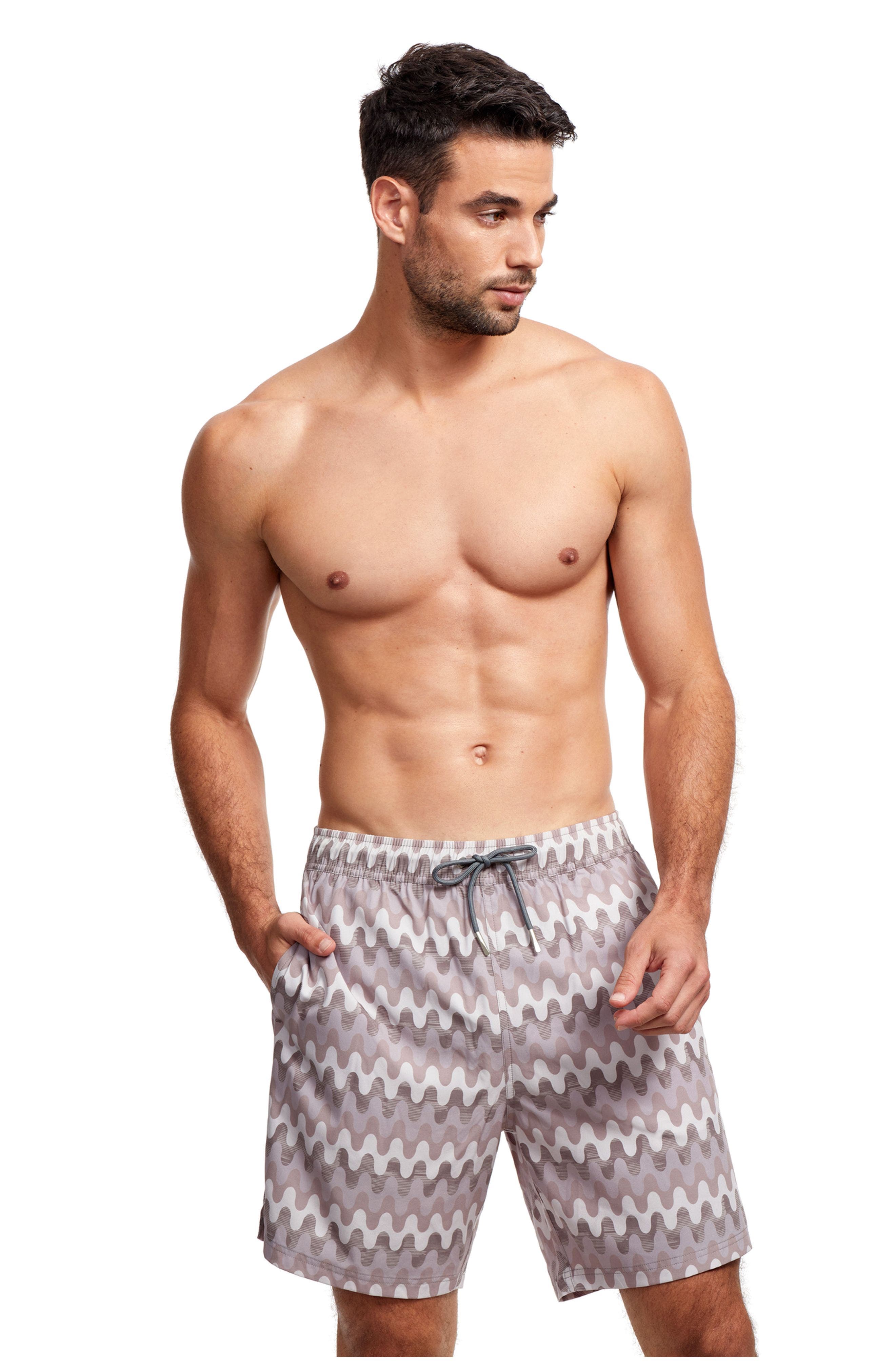 Gottex Men 7" swim shorts in Multi Taupe 