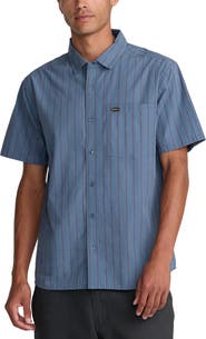 RVCA Dayshift Workwear Stripe Short Sleeve Button-Up Shirt