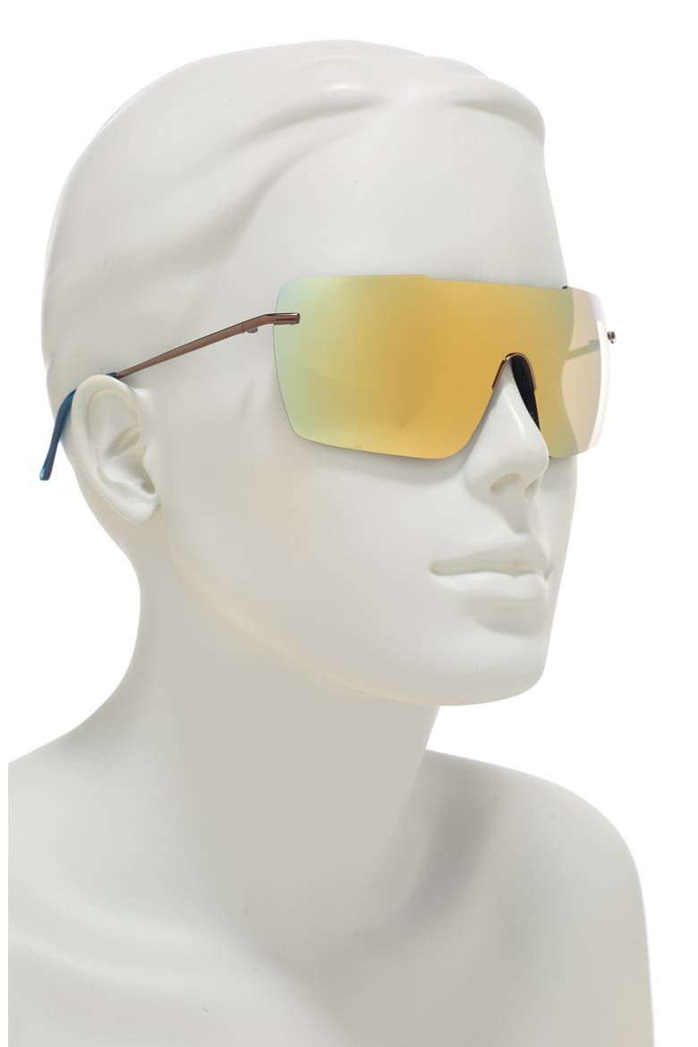 57mm Nike Meridian Bold Shield Sunglasses, Alternate, color, WALNUT/ GOLD MIRROR