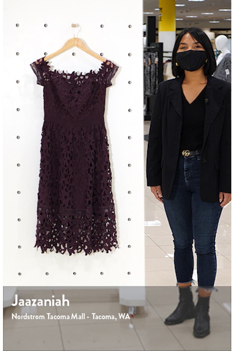 Lizana Off the Shoulder Lace Fit & Flare Dress video