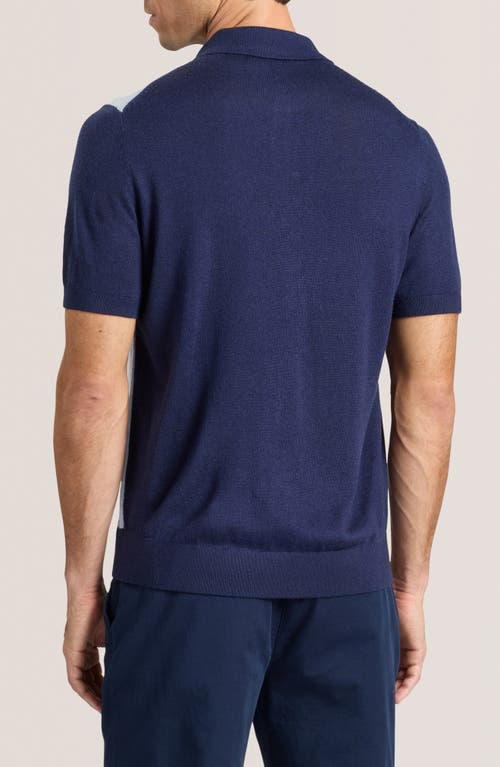 Ted Baker Intarsia Merino Wool Blend Sweater Polo In Blue