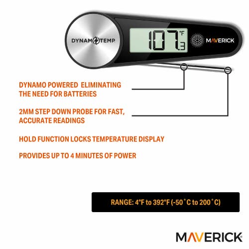 Maverick Dynamo Temp Instant Read Food Thermometer In Black