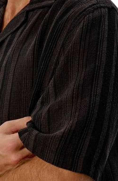 Industrie Australia The Veloro Short Sleeve Linen Shirt In Charcoal Black