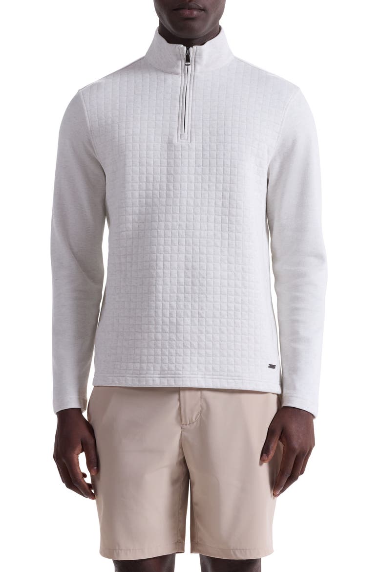 Waffle Quarter Zip Cotton Blend Pullover, Main, color, CHALK