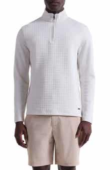 Waffle Quarter Zip Cotton Blend Pullover