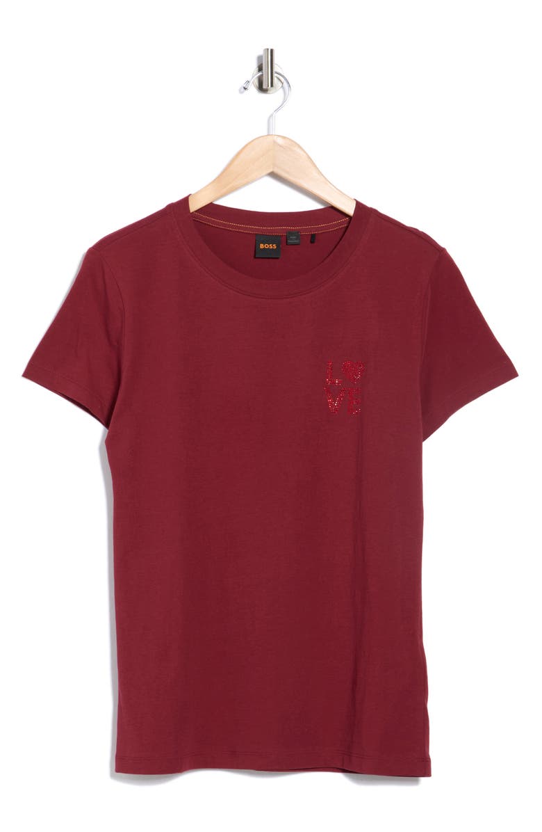 BOSS Orange Crystal Cotton T-Shirt, Main, color, Red